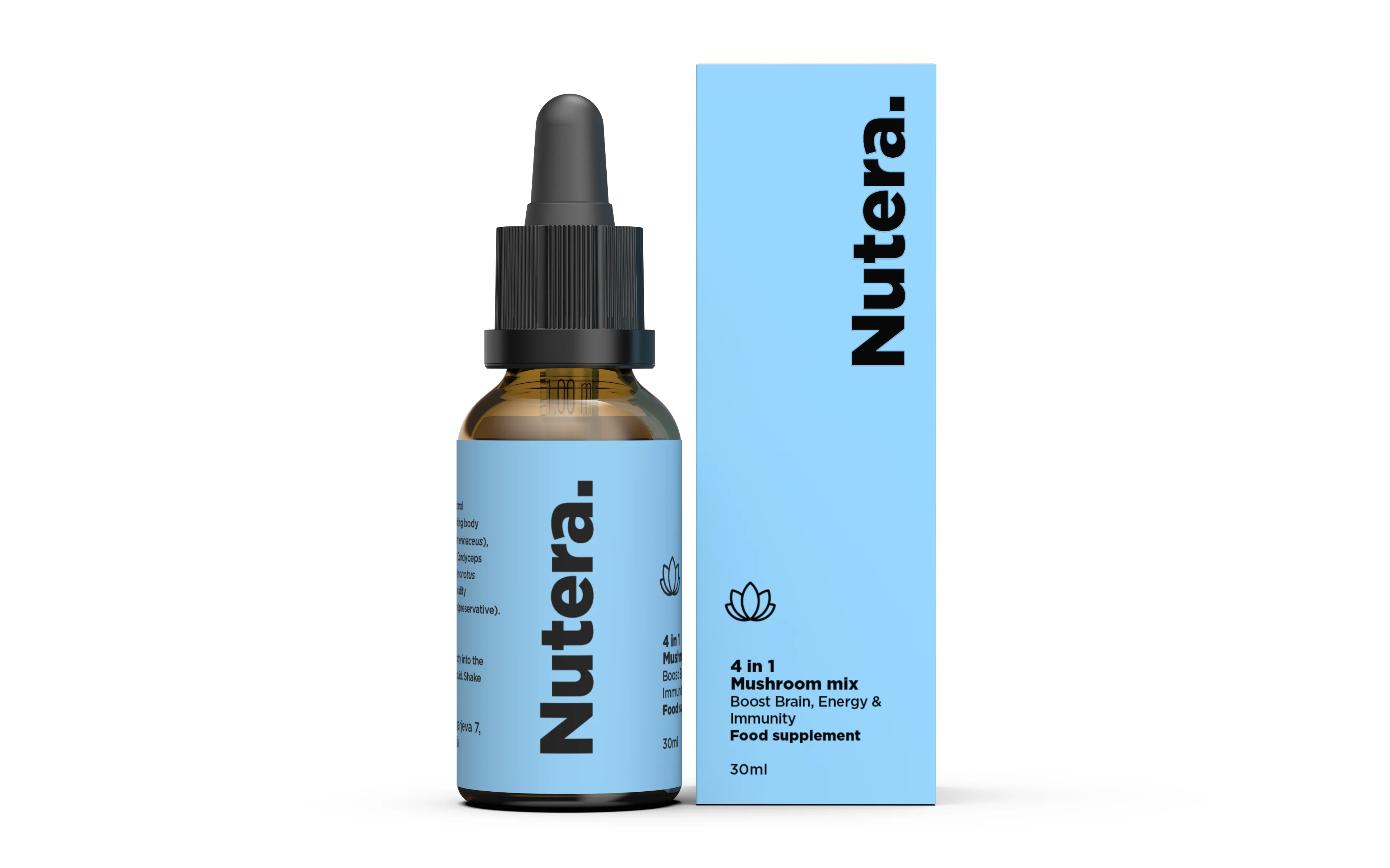 NUTERA Mélange de champignons 4 en 1, 30 ml — mushroom extract bottle